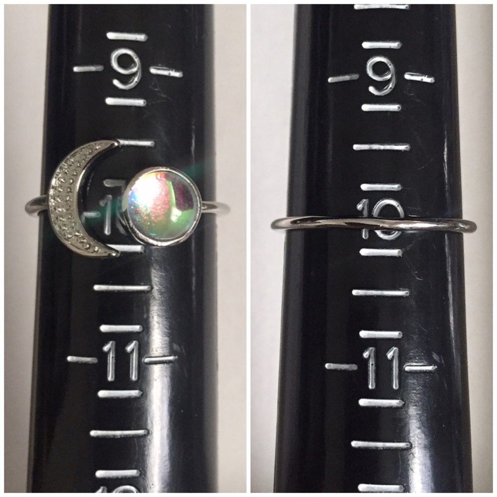 Open Crescent Moon and Faux Moonstone Ring - Picture 6 of 8